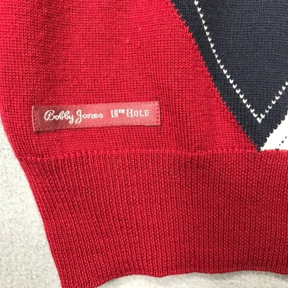 Bobby Jones Golf Sweater Mens L Argyle 10th Hole St Andrew's Links Wool Italy